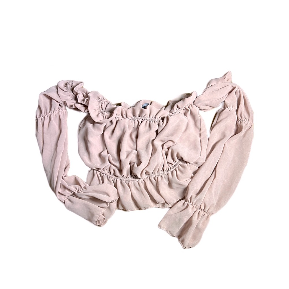 PrettyLittleThing small off the shoulder crop peasant top